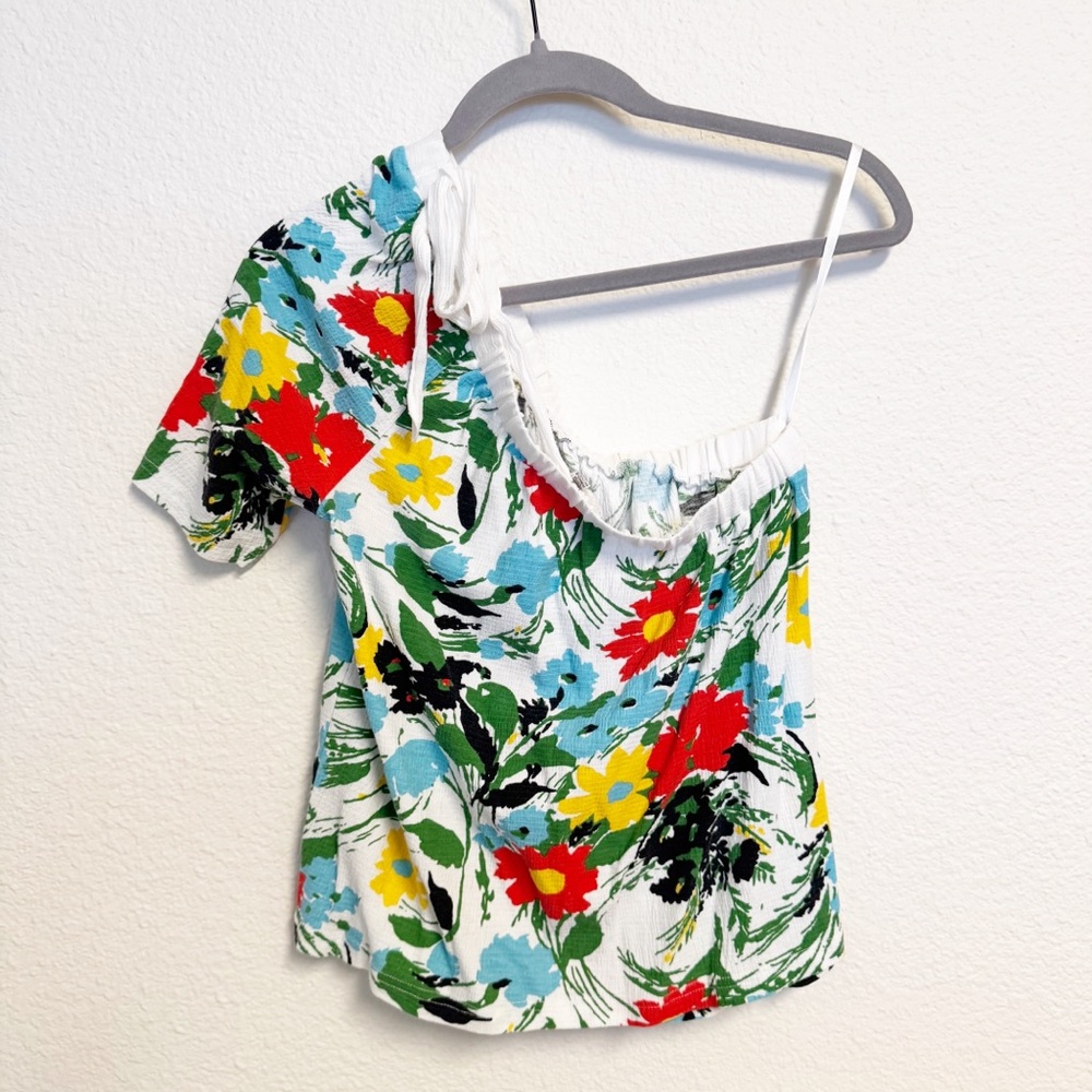 Anthropologie Porridge White Multicolor Larsa Floral One Shoulder Top Size XS - Picture 3 of 5